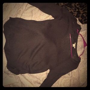 Black knit v neck sweater